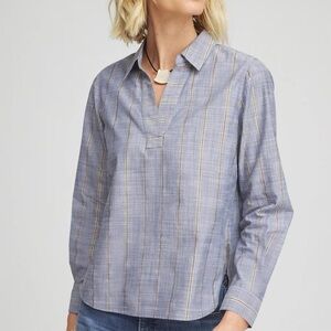 Chico’s soft chambray popover stripe blouse